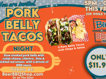 2 Pork Belly Tacos With Chips & Salsa